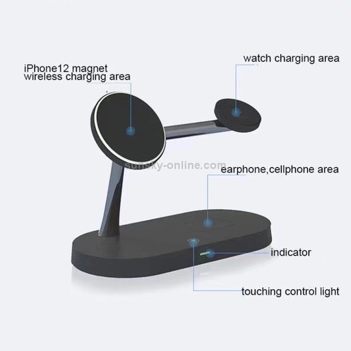 [1534] 5 in 1 15W Multi-function Magnetic Wireless Charger for iPhone 12 Series & Apple Watchs & AirPods 1 / 2 / Pro, with LED Light .
